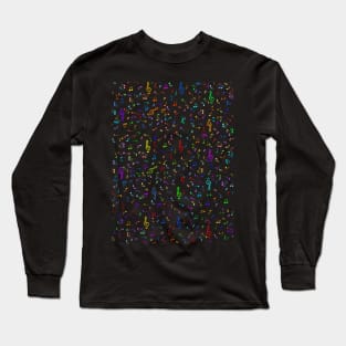 Colorful Sheet Music Notes Pattern Long Sleeve T-Shirt